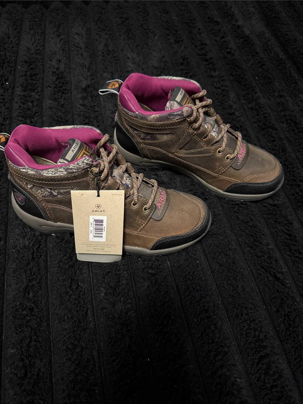 Ariat Brown Lace-Up Hiking Boots with Pink Lining